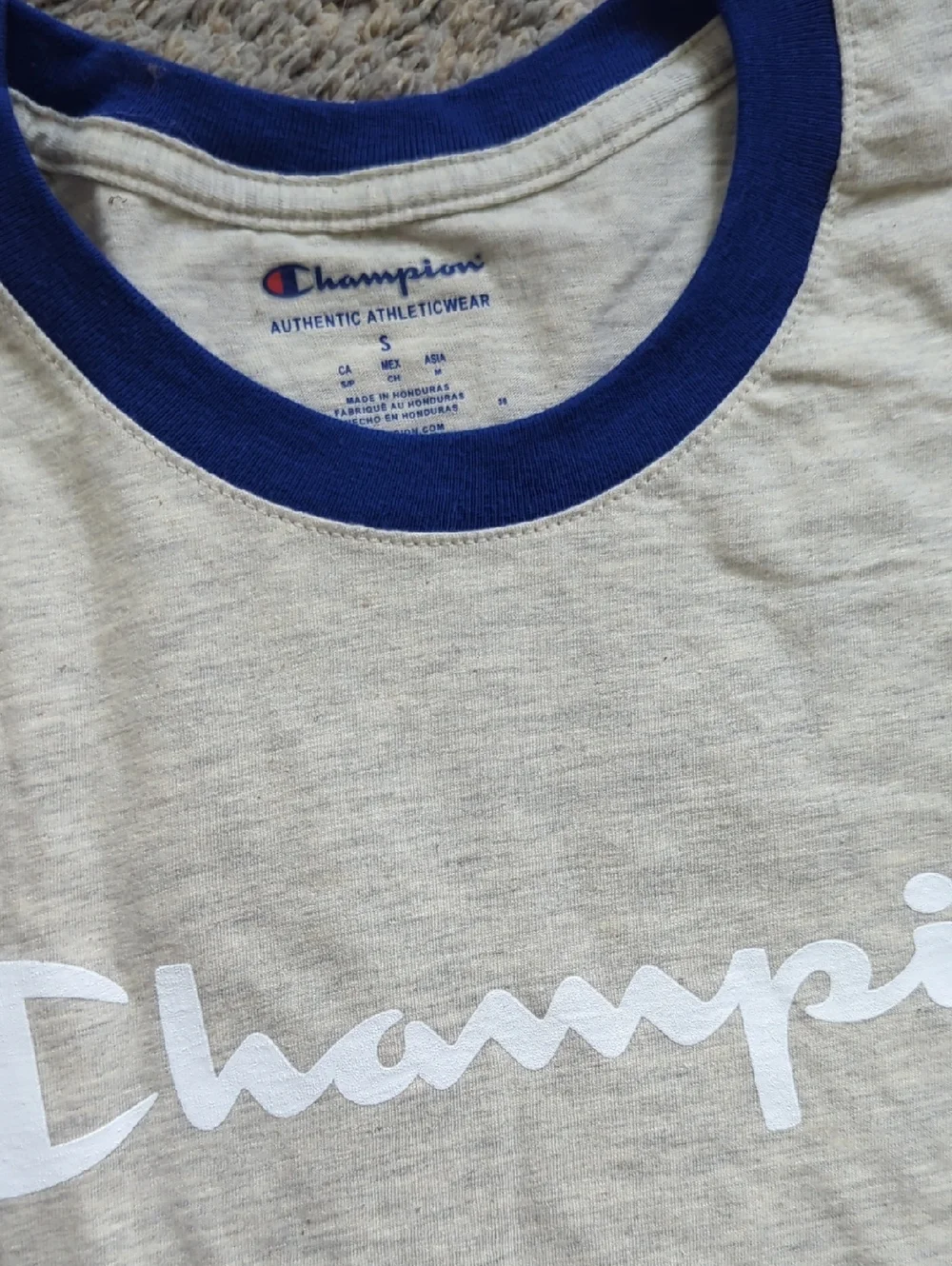 3 Champion Crewneck Tee Pack in Cream, White and Navy Trim - Picture 3 of 12